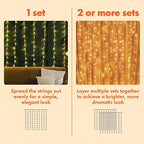 Twinkle Star 300 LED Window Fairy Curtain String Lights, 8 Modes Fairy Lights for Bedroom Wedding Party Home Garden Outdoor Indoor Wall Decorations, Warm White, 2 Pack