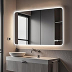 36''x24'' Lighted Mirrors for Bathroom Wall Backlit Rectangular Rounded Corners, LED Bathroom Mirror Frameless with Lights Anti Fog, Dimmable, 3 Colors,Tempered Glass, Shatter-Proof (Color 2)