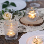 DARJEN 48Pcs Clear Votive Candle Holders - Glass Tea Light Candle Holder, Candle Holders Bulk, Embossed Candle Votives for Wedding Centerpiece & Home Decor