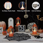 12Pcs Orange Mini Lanterns for Fall Halloween Thanksgiving & Western Camping Decor – Small Lantern Decorative for Table Centerpiece, Hanging Ornaments for Christmas Wedding & Cowboy Party