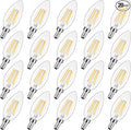 Dimmable E12 LED Candelabra Bulbs 40 Watt Equivalent, 4W Vintage Candle Light Bulbs, 470Lm Warm White 2700K B11 Edison Bulb, Filament Clear Glass Lamp Bulb for Chandelier Ceiling Fan (20 Packs)