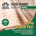GO Premium Comfy Soft Queen Blanket - Beige Fleece Blanket for Couch, Bed - Living Room, Bedroom, Home Decor - 90x90 Inches
