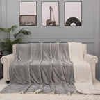 NANPIPER King Size Sherpa Blanket, Soft Fleece Throw for Bed, Reversible Thick Fuzzy Blanket for Winter (Light Grey, 90x108 inches)