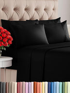 Cal King 6 Piece Sheet Set - Comfy Breathable & Cooling - Ultra-Soft Hotel Luxury Bedding Set with 8-16 Inch Deep Pockets - 1 Flat & 1 Fitted Sheet & 4 Pillowcases - Wrinkle Free & Easy Care - Black