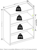 Furinno GEHRY Book Shelf, 3-Tier Bookshelf, Bookcase with Adjustable Shelves, 11.6 x 24.8 x 31.6, for Living Room, Bedroom, Home Office, White