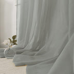 HUTO 2 Pieces Sage Grey Sheer Window Curtains Panels for Bedroom Rod Pocket Window Sheer Curtains Drapes 52 by 72 Inches Long for Living Room
