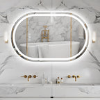 Oval LED Bathroom Mirror 48x30 Inch,Frameless LED Oval Bathroom Mirror with Lights,Anti-Fog Mirror for Bathroom Wall with Light,Dimmable 3 Color Vanity Mirror with Light(Horizontal/Vertical)