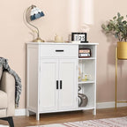 WEENFON Bathroom Cabinet, Floor Storage Cabinet with Doors and Shelves, Coffee Bar Cabinets with Drawer, for Living Room, Bathroom, Kitchen, White