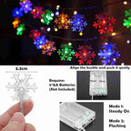 CESOF Christmas Lights Multicolor 20 FT 40 LED Multi Colored Snowflake String Lights Battery Operated Colorful Fairy Light for Bedroom Party Home Xmas Decor Christmas Tree Decorations