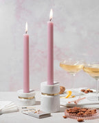 Cork & Mill Taper Candle Holders for Candlesticks, Set of 2 Handcrafted White Marble and Gold Brass Candle Stick Holders, Modern Centerpiece for Dining Table Decor or Mantle
