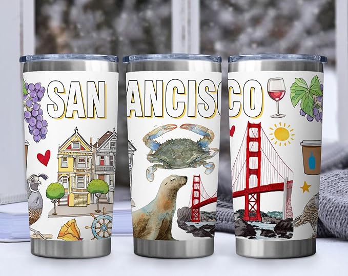 City Travel Mug for City Lover,20oz Double Wall Tumbler Vacuum Insulated Stainless Steel Coffee Cups (San Francisco)