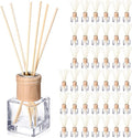 Roshtia 40 Set Reed Diffuser Bottle Empty Refillable Fragrance Glass Diffuser Bottles with Wooden Caps Rattan Sticks 50ml 1.7 oz Glass Jars for DIY Fragrance