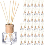 Roshtia 40 Set Reed Diffuser Bottle Empty Refillable Fragrance Glass Diffuser Bottles with Wooden Caps Rattan Sticks 50ml 1.7 oz Glass Jars for DIY Fragrance