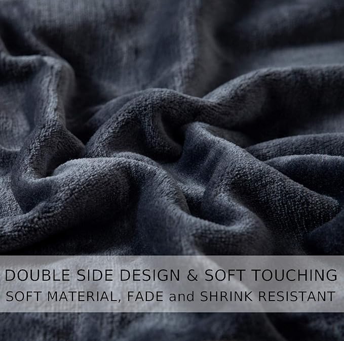 Soft Travel Size Blanket All Season Warm Fuzzy Microplush Lightweight Thermal Fleece Blankets for Couch Bed Sofa,Throw,50x61 Inches,Dark Gray