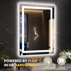 LOAAO 23.6"x31.5" LED Mirror for Bathroom, Lighted Bathroom Mirror with Lights, Anti-Fog, Dimmable, Memory Function, Easy to Install, Clear Reflection