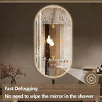 48"x24" Oval Led Mirror for Bathroom, Frameless Vanity Mirror with Lights, Modern Lighted Bathroom Mirror Wall Mounted, Anti Fog Smart Mirror with 3 Colors Dimmable, Vertical/Horizontal