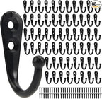 60 Pack Wall Hooks for Hanging, Heavy Duty Small Coat Hooks Wall Mounted for Living Room, Bathroom, Kitchen, Bedroom for Key, Cup, Bag, Hat, Scarf, and More (Black)