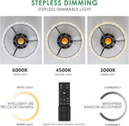 13" Ceiling Fans with Lights and Remote - Flush Mount Low Profile Ceiling Fans - Bladeless Enclosed Fans with Led Light and Stepless Dimming, Small Modern Fan for Bedroom