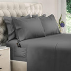 DREAMCARE King Size Sheets Set – 6 pcs Cooling Bed Sheets – up to 21” Deep Pocket King Sheet Set – 2500 Supreme Collection – Extra Soft 100% Brushed Microfiber Hotel Luxury with Side Pocket – D Gray
