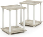 Furinno SIMPLISTIC Side Table Set of 2, 2-Tier End Table, Nightstand, Night Stand, Bedside Table, Easy Assembly, for Living Room, Bedroom, Sonoma Oak