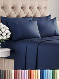 Full 6 Piece Sheet Set - Comfy Breathable & Cooling - Ultra-Soft Hotel Luxury Bedding Set with 8-16 Inch Deep Pockets - 1 Flat & 1 Fitted Sheet & 4 Pillowcases - Wrinkle Free & Easy Care - Navy Blue