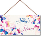 Personalized Colorful Butterfly Sign For Girls Room Boys Bedroom Door Decor Custom Name Baby Nursery Kids Room Wood Wall Plaque for Little Man Cave