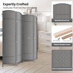 Paper Rope Room Divider, 4 Panel Wood Mesh Woven Design Screen with Double Sides Weaved, Foldable Portable Partition Divider Screen for Decorationg of Bedroom,LivingRoom,Office Separator