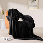 BEAUTEX Fleece Blanket Twin Size Super Soft Flannel Throw Blanket Lightweight Fuzzy Plush Blanket for Couch Sofa or Bed All Seasons (Black, 60" x 80")