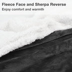 Catalonia Sherpa Wearable Blanket with Sleeves & Foot Pockets for Adult Women Men, Comfy Snuggly Wrap Sleeved Throw Blanket Robe, Gift Idea, Black