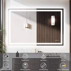 24x36Inch LED Mirror for Bathroom Anti-Fog 3 Colors Dimmable Lighted Mirror Wall Mounted Bathroom Mirror with Lights Horizontal/Vertical Smart Bathroom Mirror