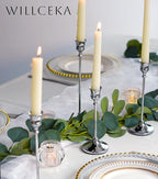 Candlestick Holders Taper Candle Holders, Set of 3 Silver Candle Holder Set, Vintage Table Centerpiece for Wedding Christmas Holiday
