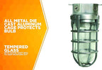 Woods L1706BS Vandal Resistant 150W Incandescent Security Light; Ceiling Mount; Compatible With Up To 50 Watt Standard Base Bulbs; Brushed Steel