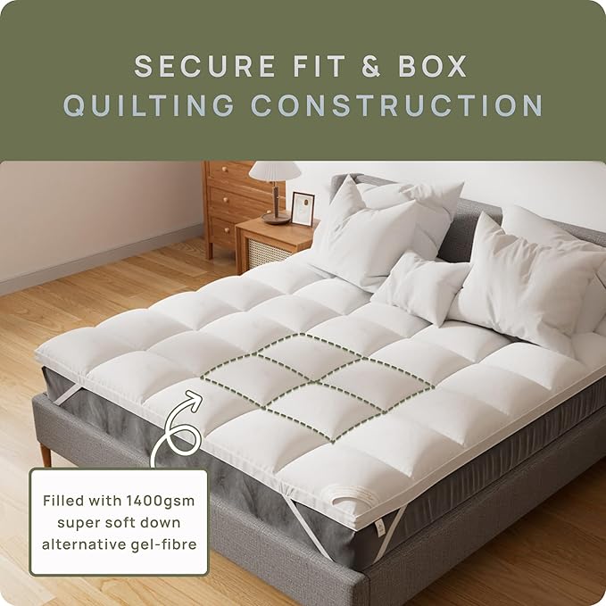 Extra Thick Fitted Mattress Topper - Twin Size | Soft & Cooling Pillow Top Mattress Pad & Protector | Bed Topper for Back Pain, Straps Stretch 6" to 22" Deep