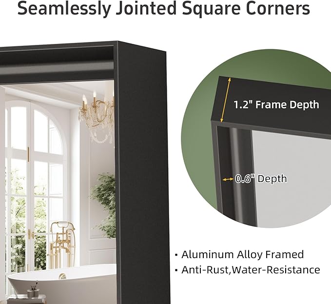 36”x 30” Black Bathroom Mirrors for Over Sink,Metal Framed Rectangle Mirrors, Tempered Glass, Black Wall Decor Mirror for Living Room Farmhouse Bedroom Entryway, (Horizontal/Vertical)