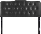 Modway Annabel Tufted Button Faux Leather Upholstered Queen Headboard in Black