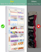 Heavy Duty Over The Door Organizer 5 Tiers, Extra Large Behind Door Storage of 10 Big Front & 10 Mesh Pockets, 80lb Weight Capacity, Hanging Doors Storage Organizer for Closet Bedroom Nursery, Beige