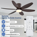 48In Ceiling Fans with Light and Remote/APP Control, 6-Blade Reversible Motor Ceiling Fan, 3-Color Dimmable Lighting, All-Brown Finish