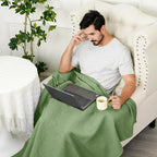 PHF 100% Cotton Waffle Weave Throw Blanket，Pre-Washed Snag Proof Lightweight Breathable Moisture-Wicking for Layering in Cold Weather for Couch Bed,Machine Washable,Home Decor Gift-Loden Green