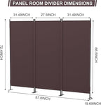 Room Divider Panel 6Ft Privacy Screen Wall Divider JAXPETY Folding Portable Partition Wall 88" W x 73" H Dividers for Room Separation Indoor, Brown