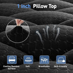 Dual Layer 3 Inch Memory Foam Mattress Topper King Size, 2 Inch Gel Memory Foam Plus 1 Inch Cooling Pillow Top Mattress Pad Cover, with 8-21 Inch Deep Pocket, Black