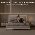 16.4ft COB Led Strip Light with Remote, 4000K Dimmable Bright Led COB Strip Light, White Continuous Led Strip Light for Mirror, Stair, Cabinet, Room