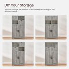 Iwell Storage Cabinet with 2 Drawers & 2 Adjustable Shelves, Kitchen Cabinet, Cupboard, for Living Room, Kitchen, Entryway, Home Office, Grey