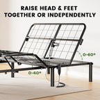 Marsail Queen Adjustable Bed Base Frame with 4 Height Options, Independent Head and Foot Incline, 4 USB Ports and 5 Min Assembly for Lounging, Reading, Reduce Snoring and Acid Reflux