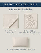 LANE LINEN 100% Organic Cotton Twin XL Sheets Set 3-Piece Pure Percale Soft Bedding Breathable Fits Mattress Upto 15" Deep - Glacier Grey