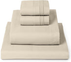 Mellanni Queen Sheets Set - 4 PC Iconic Collection Bedding - Hotel Luxury, Extra Soft, Cooling Bed Sheets - Wrinkle, Fade, Stain Resistant (Queen, Beige)