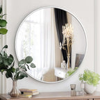 White Round Mirror, White Round Mirror 24 inch, Circle Bathroom Mirrors Metal Frame, Circle Mirrors for Wall, Bathroom, Over Sink, Living Room, Vanity.