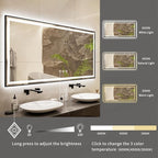 Lighted Vanity Mirror, 72x36 Inch Black Framed Gradient Front and Backlit Bathroom Mirrors for Vanity, 3 Colors Dimmable CRI>90, IP54 Enhanced Anti-Fog Wall Mounted LED Vanity Mirror