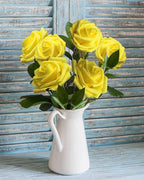 JOYLEX Artificial Flowers Realistic Roses, 50pcs Real Looking Fake Roses with Stem for DIY Wedding Bouquets Centerpieces Bridal Shower Party Home Romantic Decorations (Yellow)