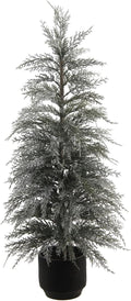 CG Hunter Holiday Collection, Set-of-1 Faux Flocked Cedar Tree, Premium Artificial Indoor Flocked Cedar Tree Stands 36" Tall in Pot–Perfect Christmas Decoration