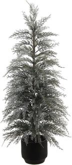CG Hunter Holiday Collection, Set-of-1 Faux Flocked Cedar Tree, Premium Artificial Indoor Flocked Cedar Tree Stands 36" Tall in Pot–Perfect Christmas Decoration